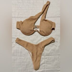 Textured Tan Bikini Set - Two Piece Swimwear